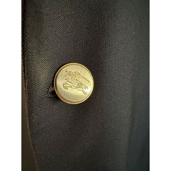Burberry Vintage Navy Blue Gold Logo Button Blazer Sport Coat Wool 46L - Picture 14 of 14